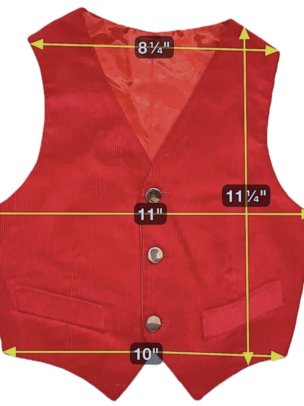 Vtg Brushed Corduroy Child's Red Vest Christmas Church Holiday Special 22" Chest - Picture 4 of 4